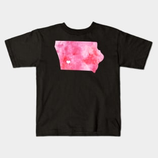 Iowa state watercolor map watercolor Watercolour pink heart Kids T-Shirt